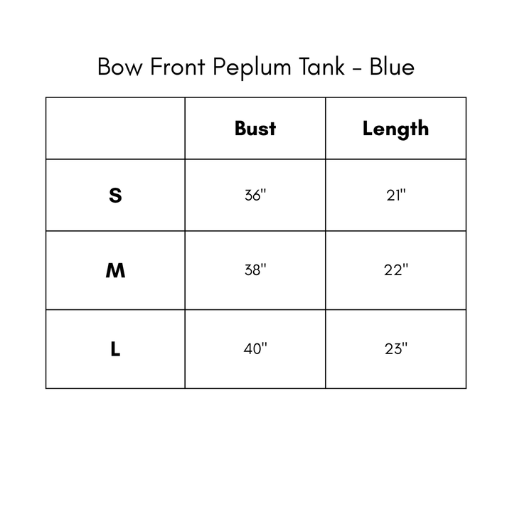 Bow Front Peplum Tank - Blue