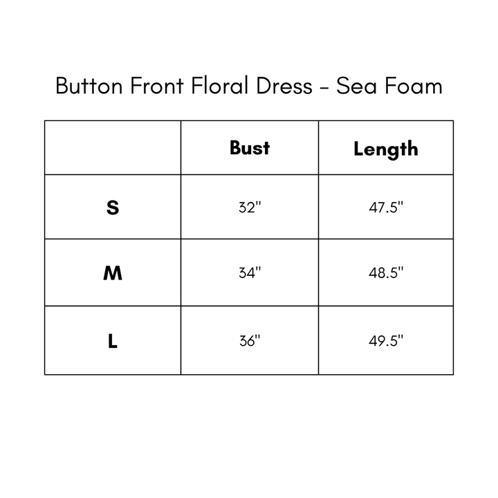 Button Front Floral Dress - Seafoam