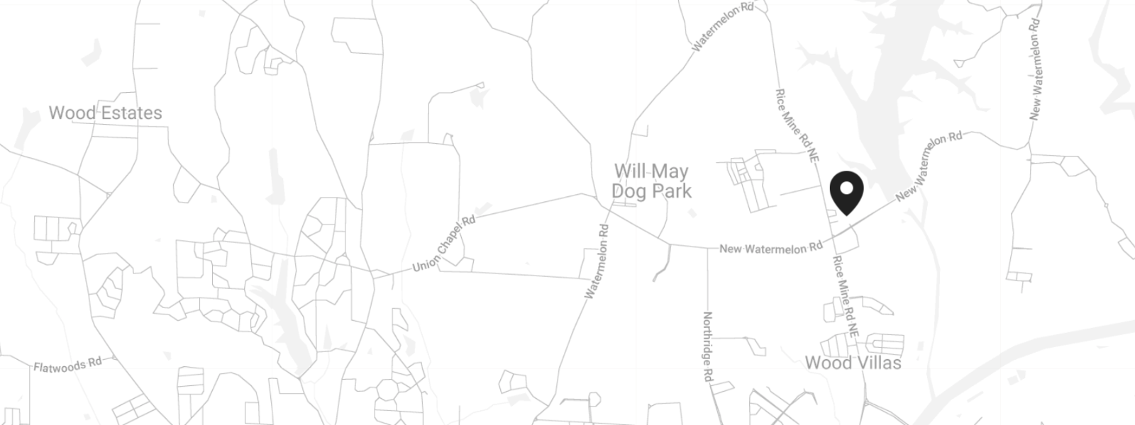 Black and white map of the North River Tuscaloosa area surrounding Ivy House Boutique