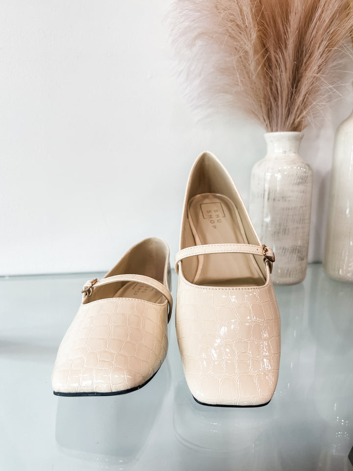 Shu Shop Adele Flats - Bone Croco