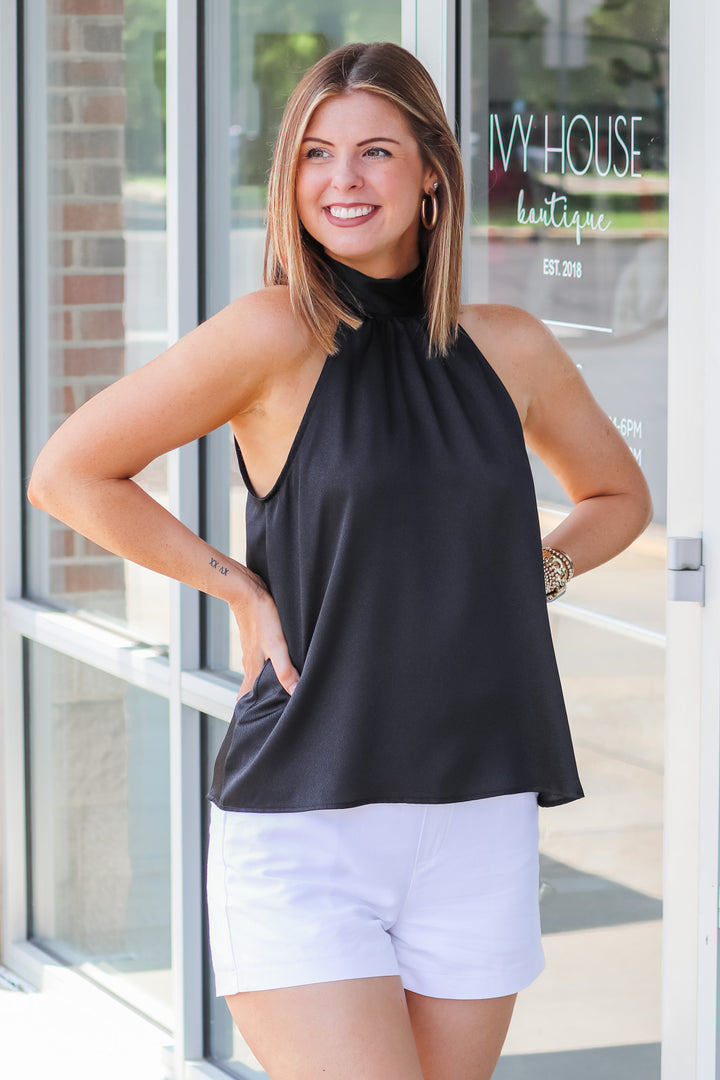 Satin Halter - Black