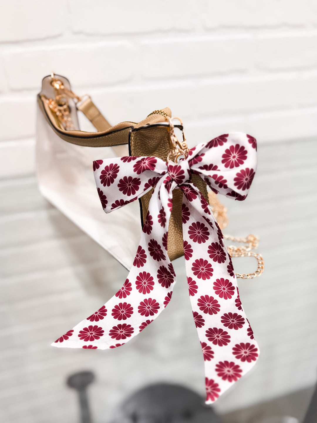 Twilly Scarf - Cream/Burgundy