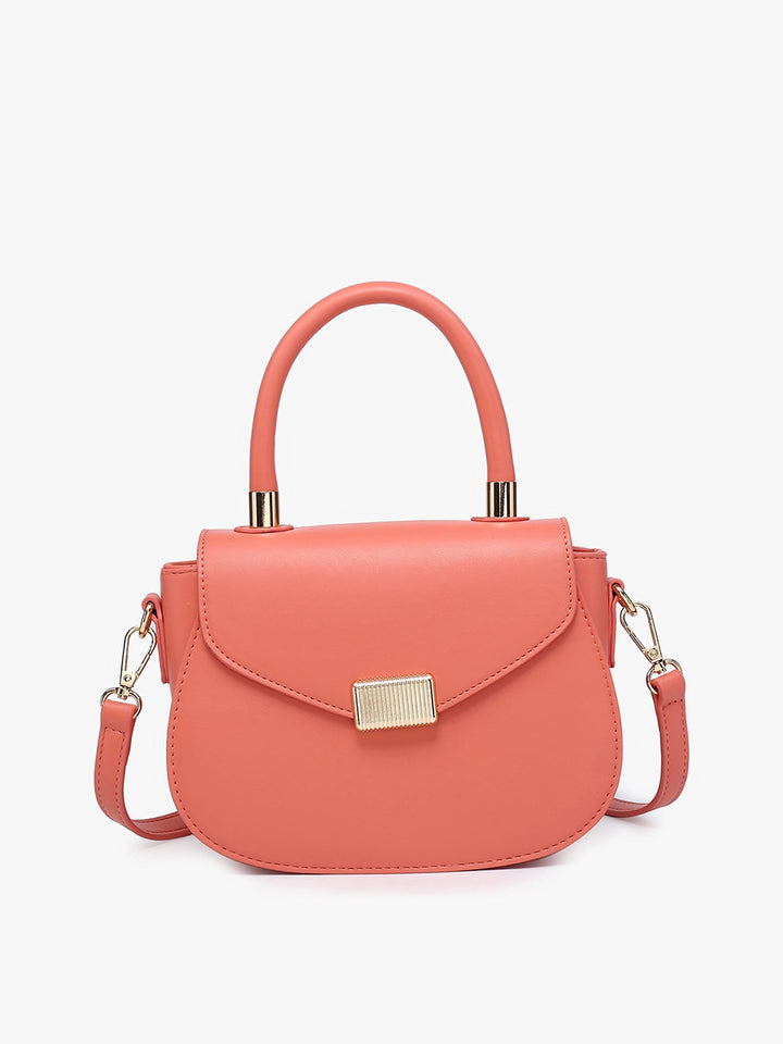 Gold Accent Satchel/Crossbody - Coral