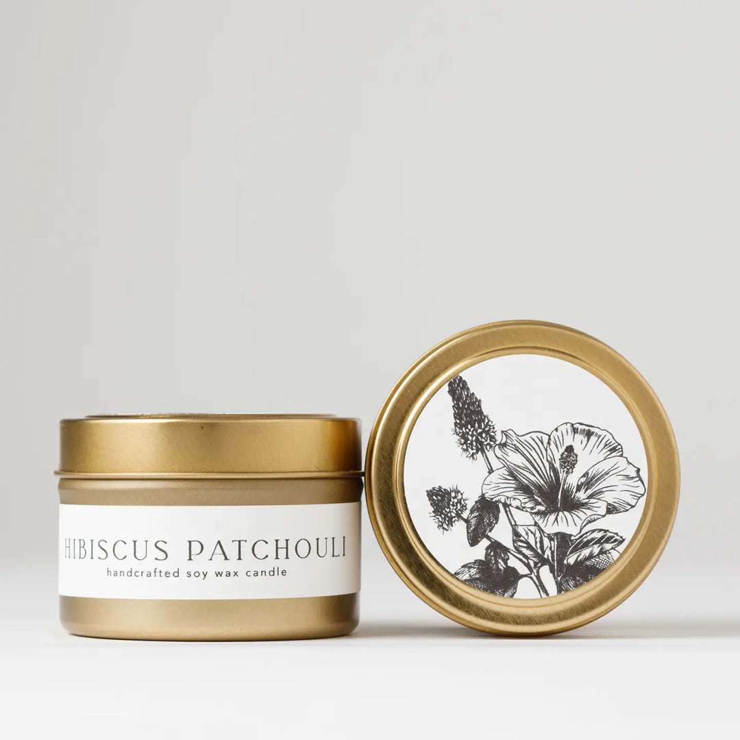 Tin Soy Candle: Hibiscus + Patchouli