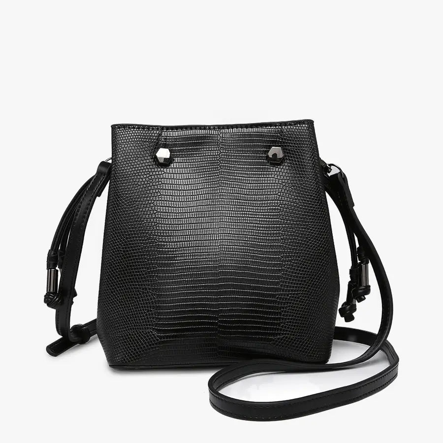 Lizard Bucket Bag - Black