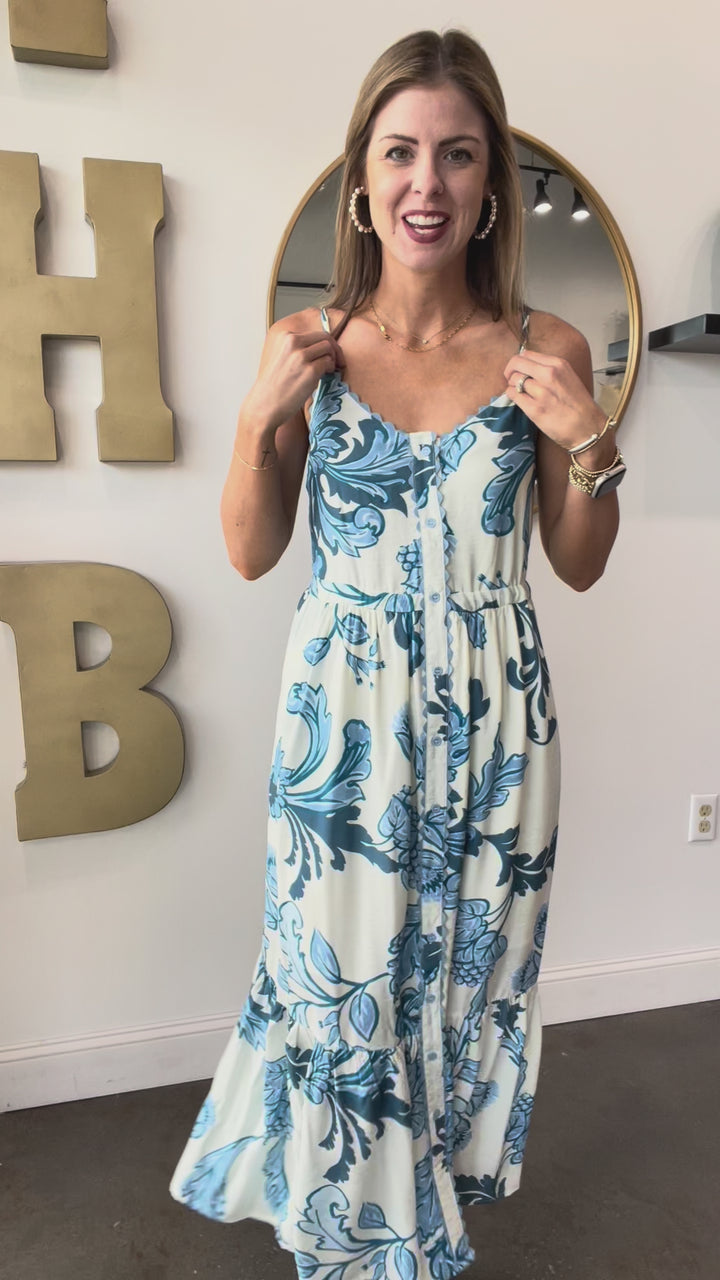 Floral Flowy Dress - Blue