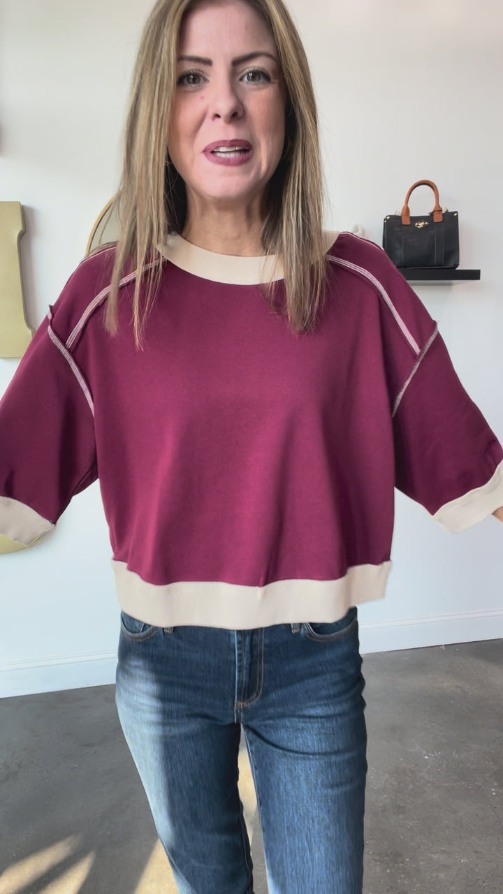 Exposed Seam Top - Burgundy