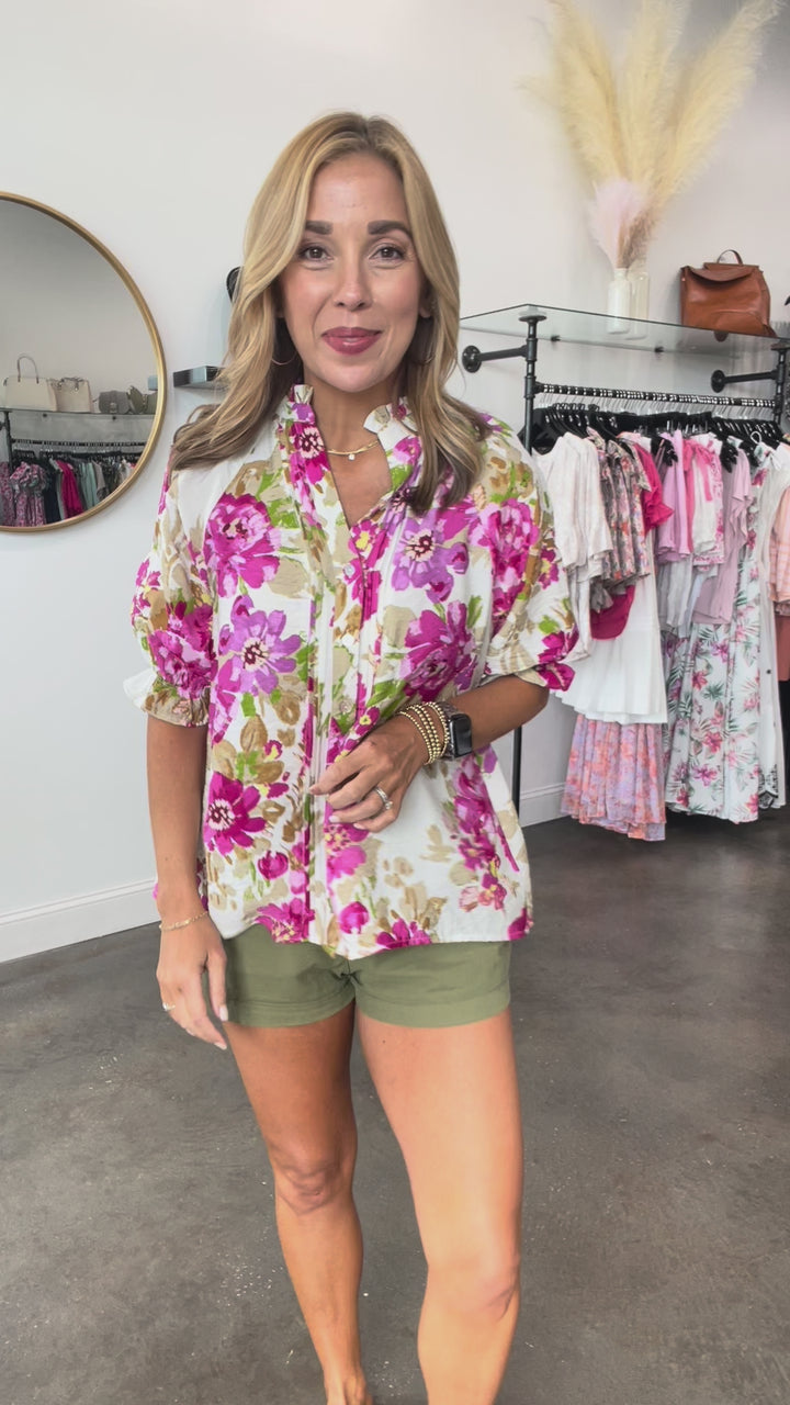 Floral Print Short Sleeve Top