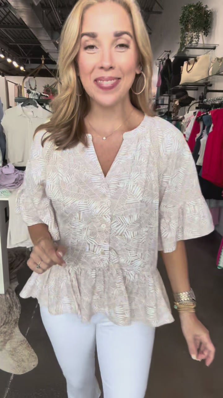 Flowy Peplum Top - Taupe