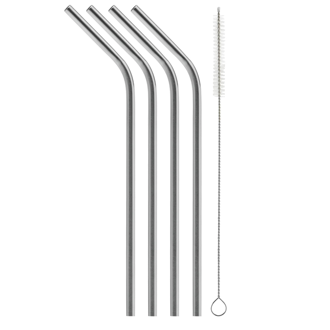 Curved Stainless Steel Straws - 4 Pack