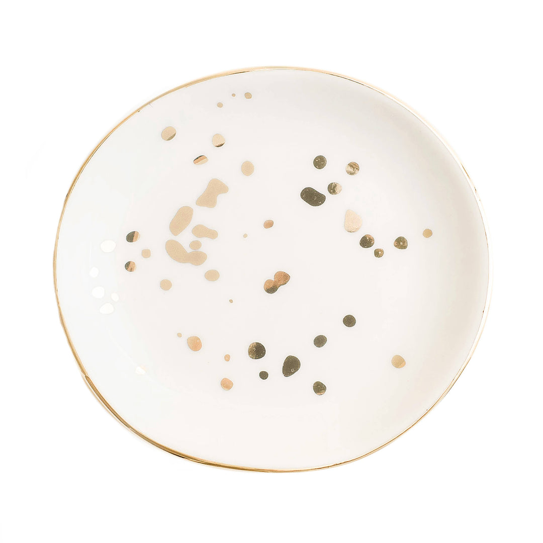 White Gold Speckled Jewelry Dish
