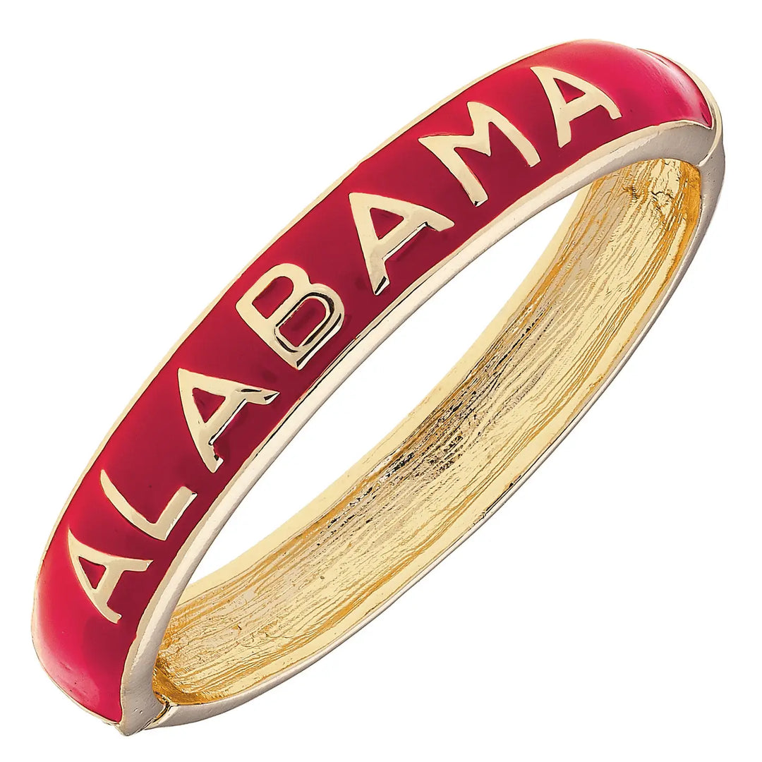 Alabama Sculpted Enamel Hinge Bangle - Red