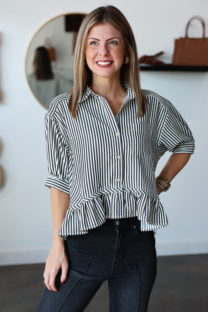 Striped Boxy Top - Black/White
