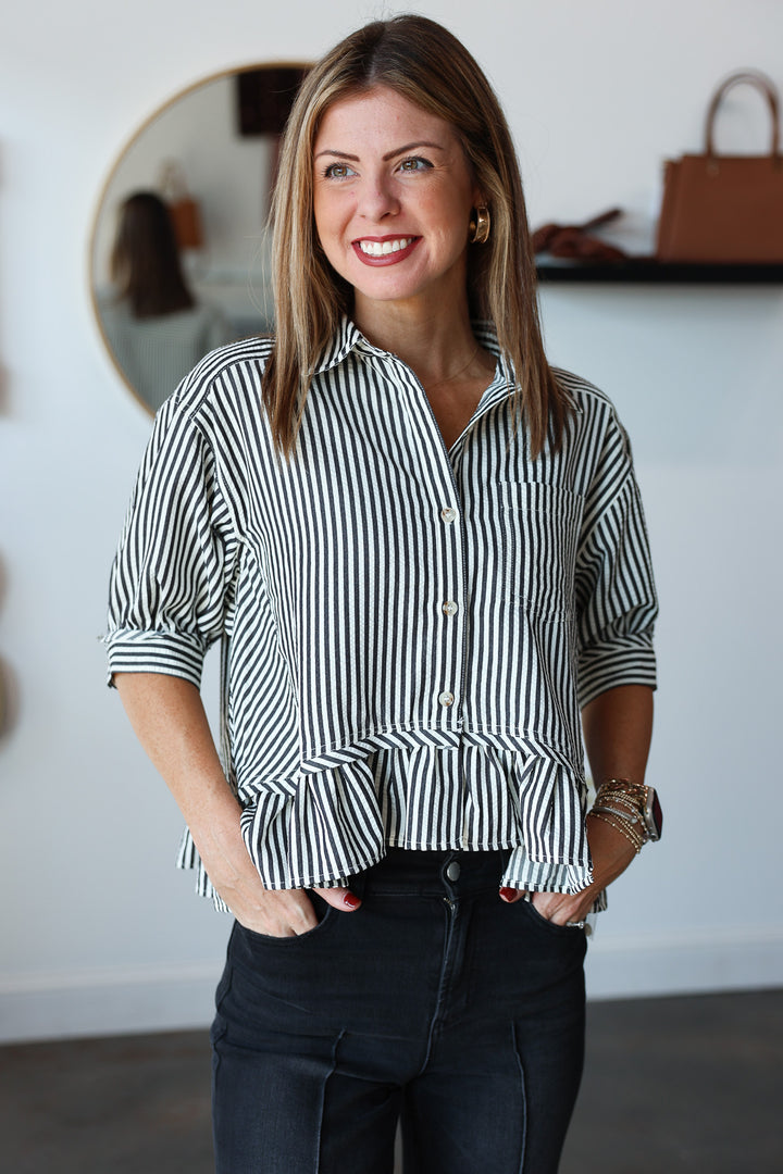 Striped Boxy Top - Black/White