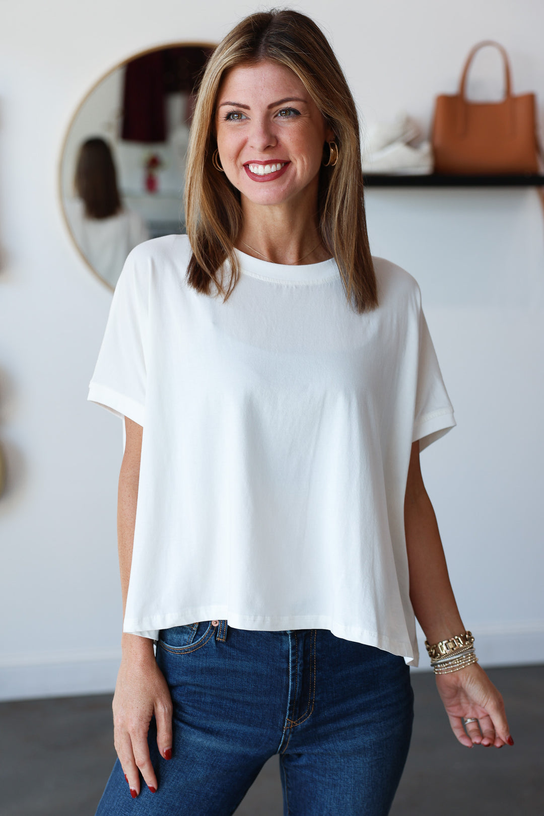 Boat Neck Tee - White