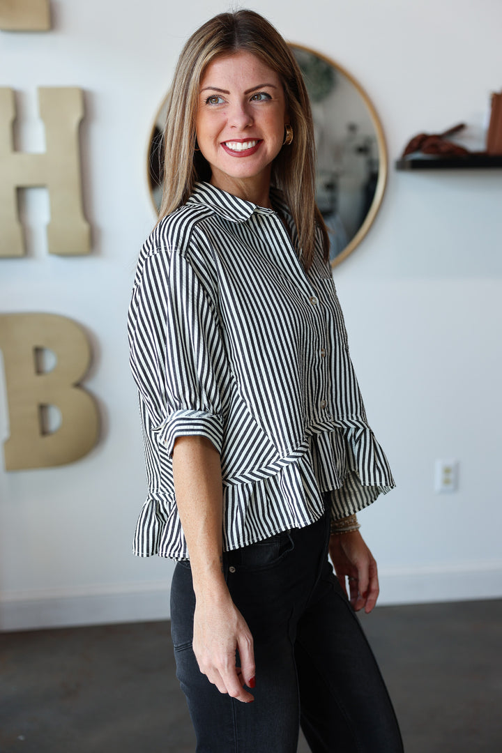 Striped Boxy Top - Black/White