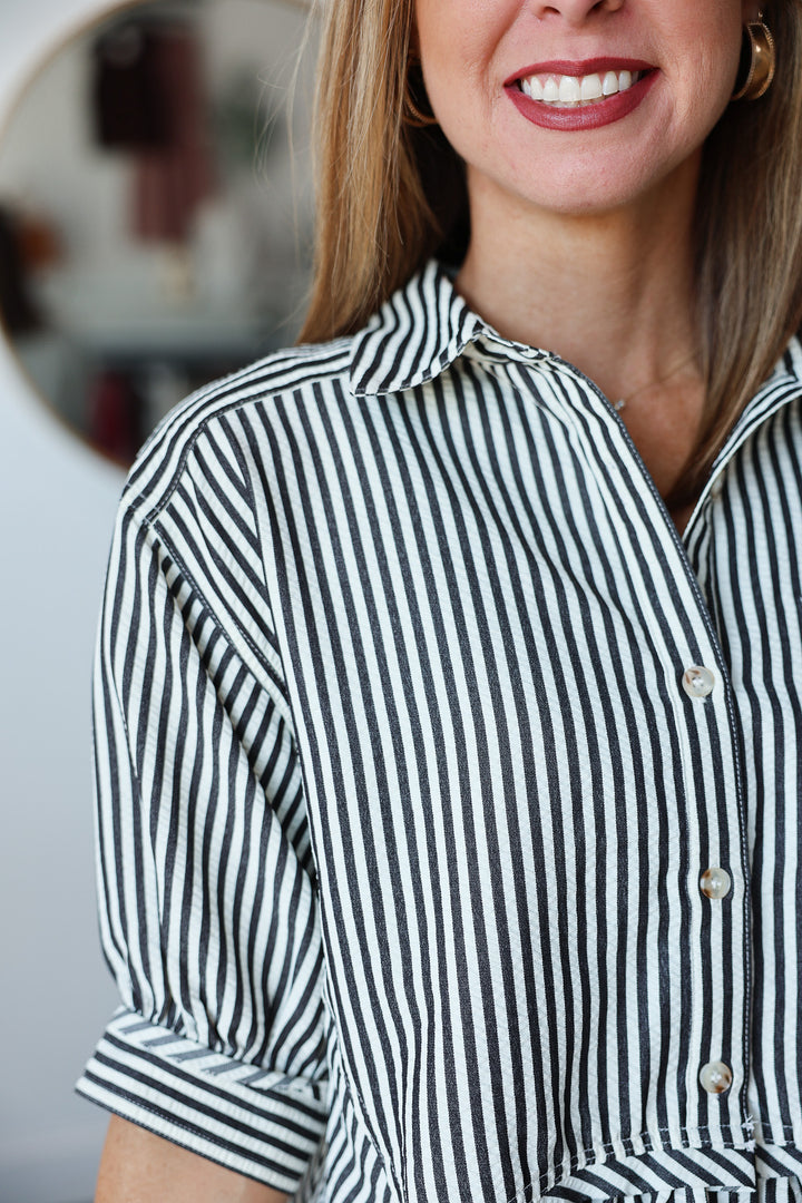 Striped Boxy Top - Black/White