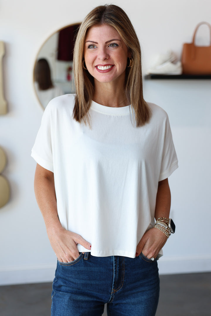 Boat Neck Tee - White