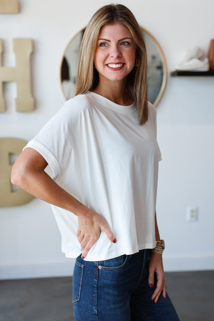 Boat Neck Tee - White