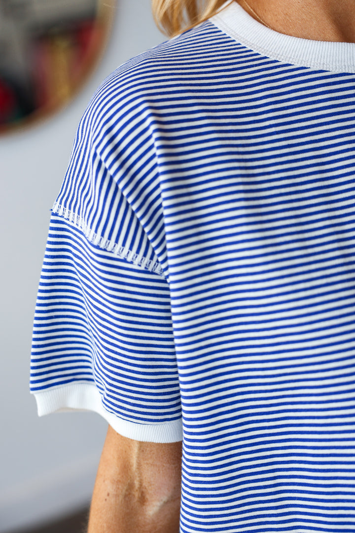 Relaxed Stripe Tee - Royal