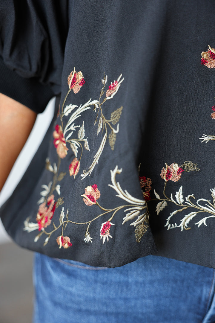 Embroidered Top - Black