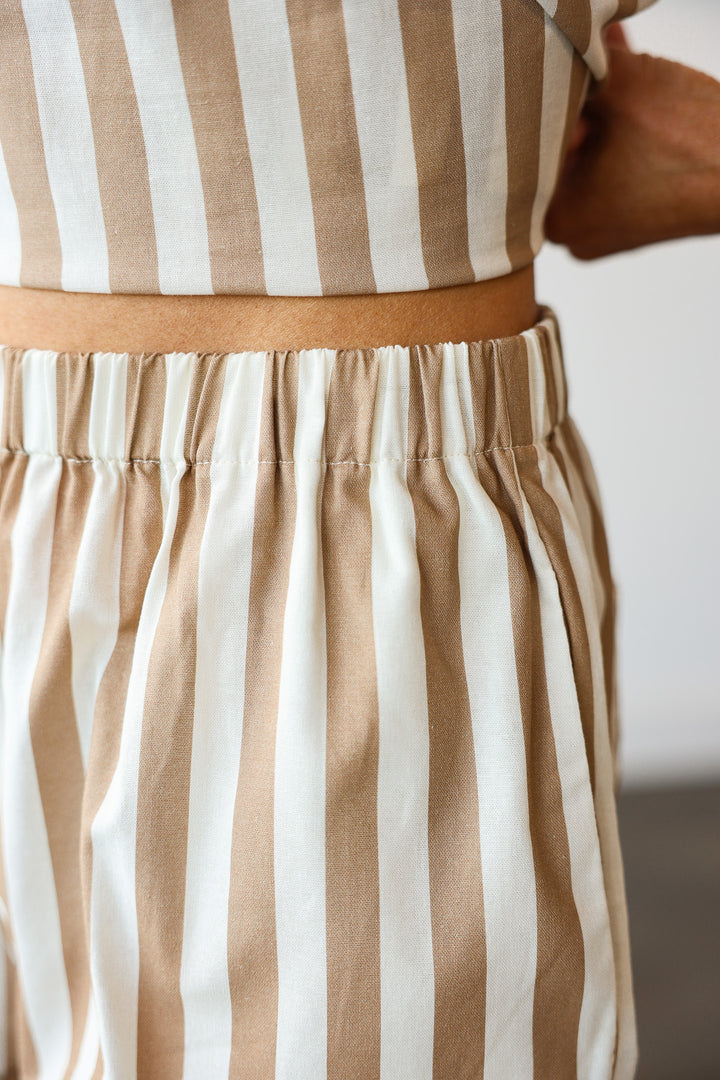Striped Shorts - Mocha/Cream
