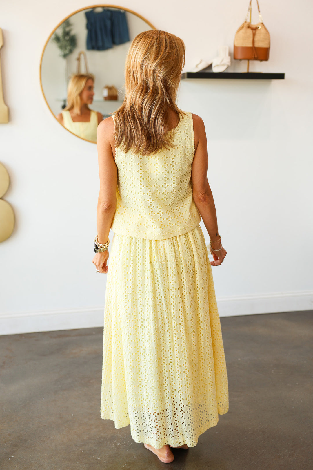 Eyelet Midi Skirt - Lemon