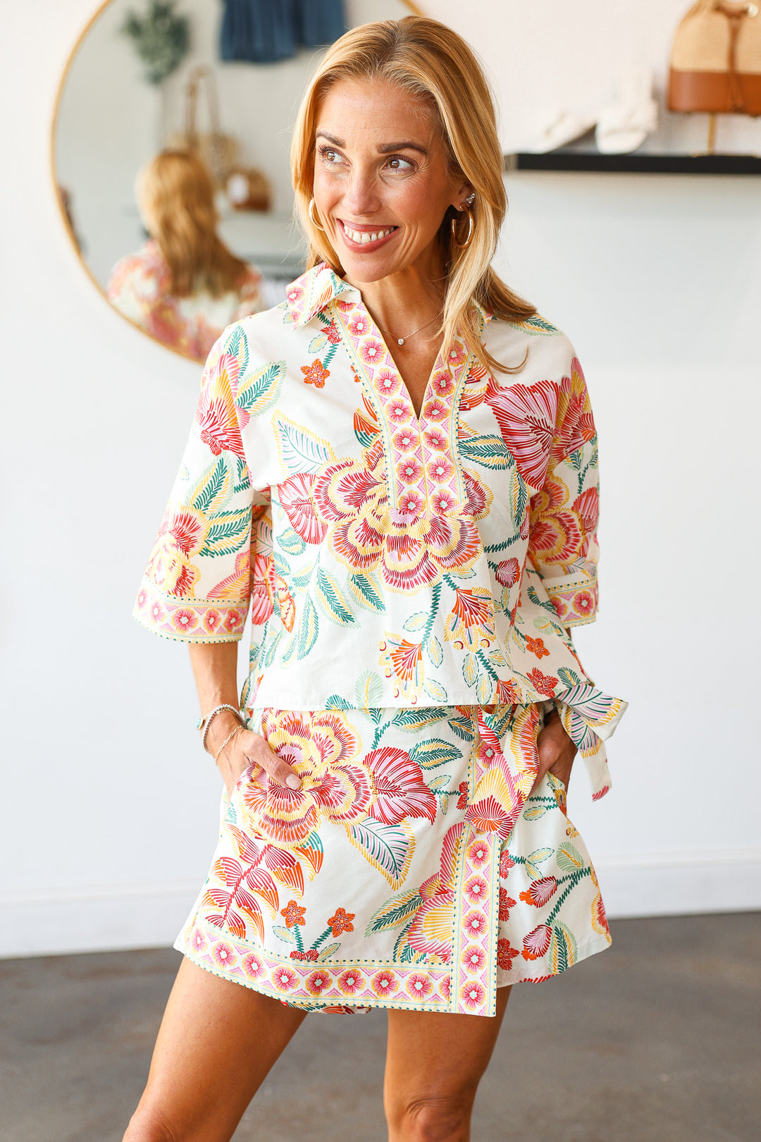 Printed Short Sleeve Top