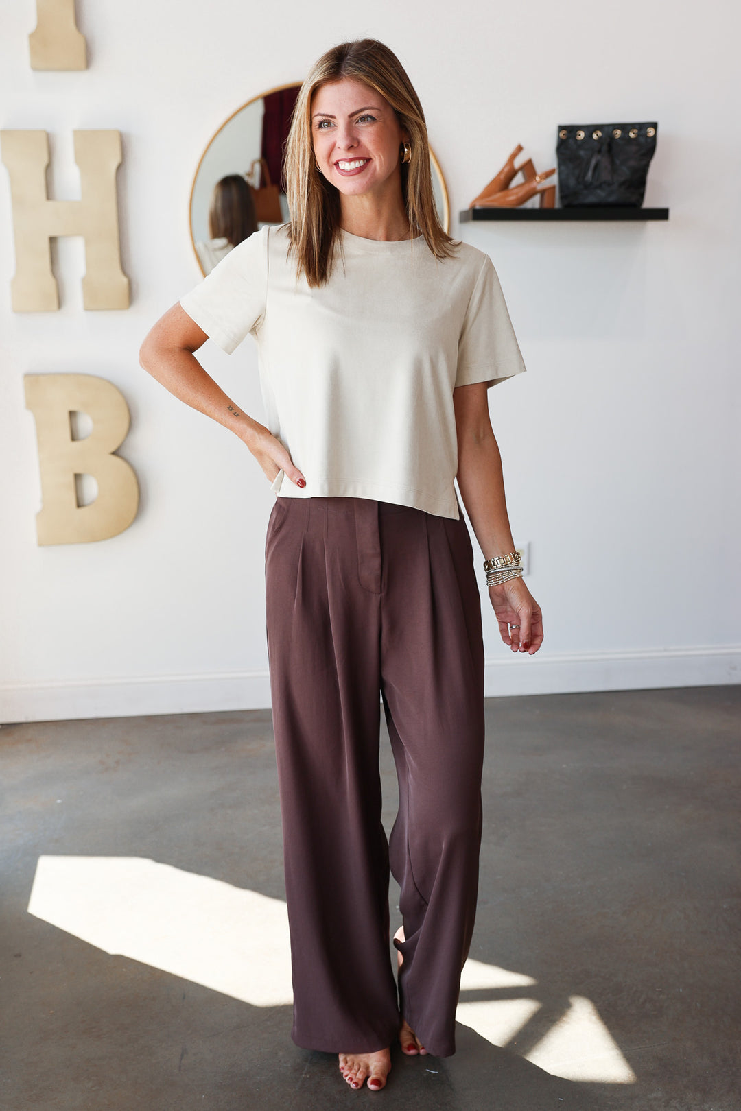 Wide Leg Dress Pants - Espresso