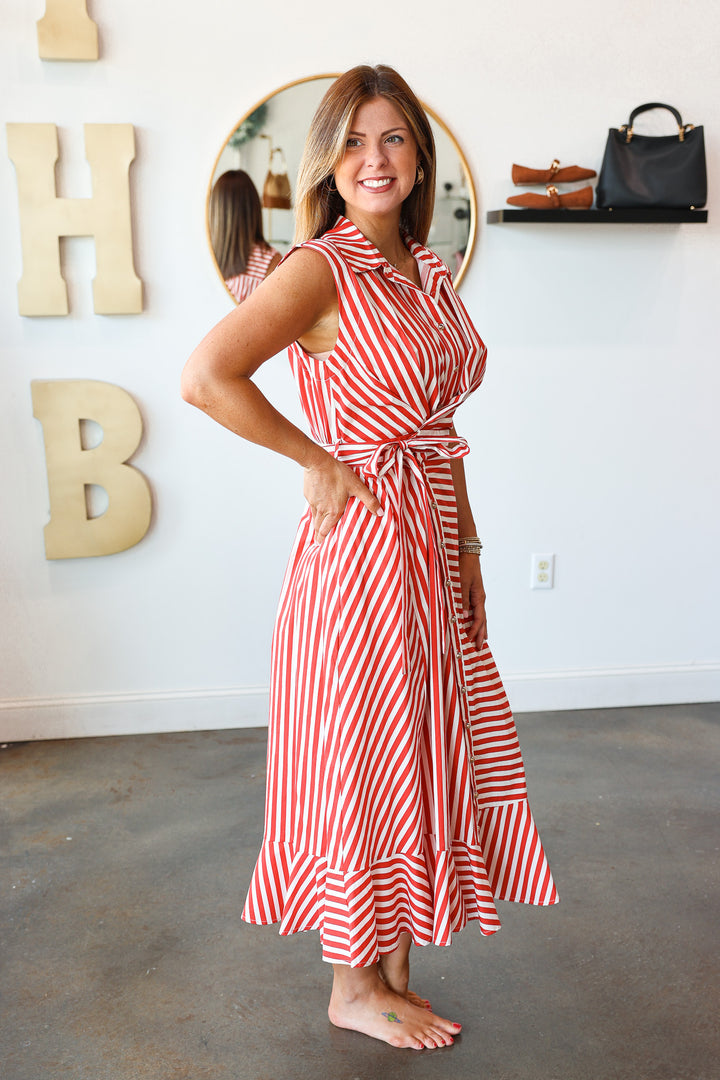 Wrap Front Maxi Dress - Red