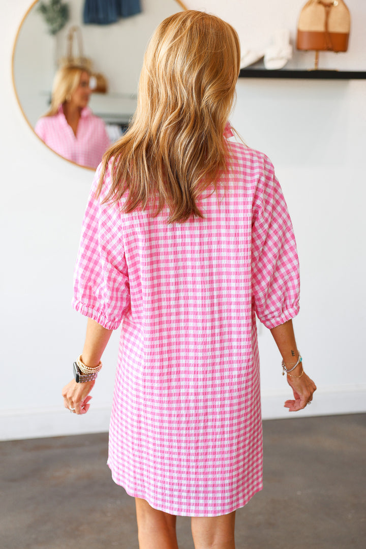 Gingham Dress - Pink