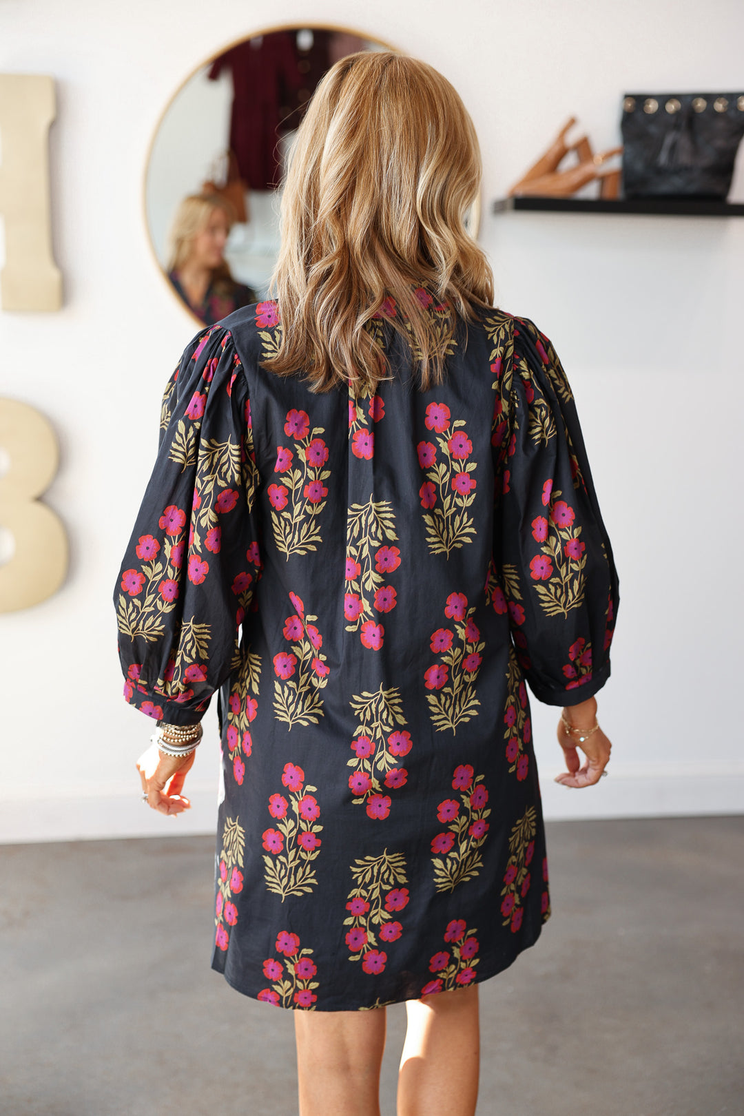 Floral Printed Dress - Black