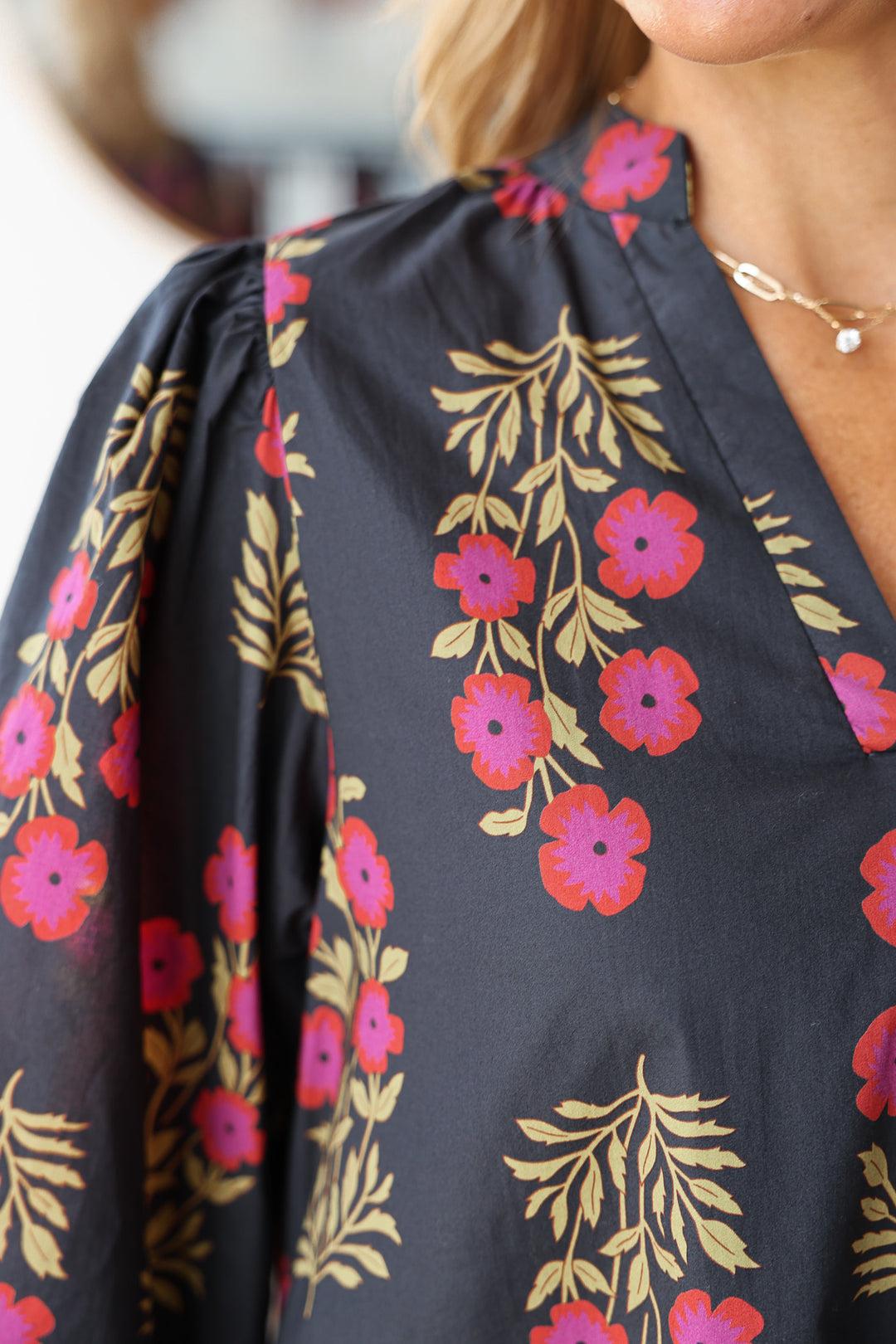 Floral Printed Dress - Black