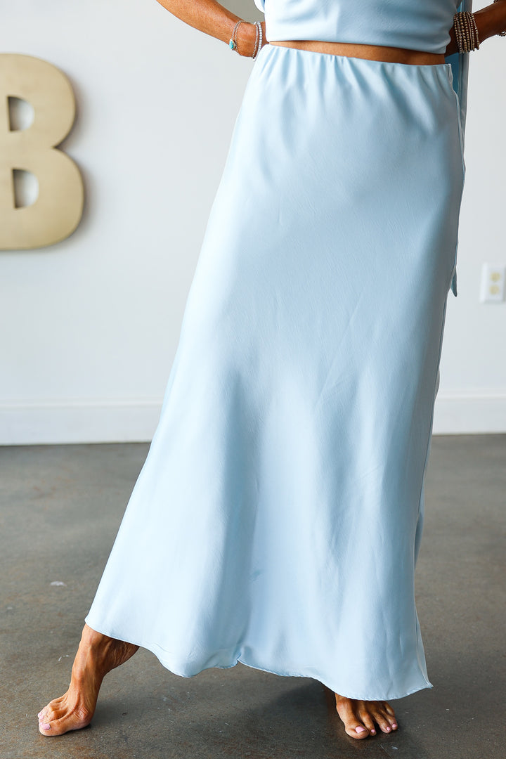 Satin Skirt - Baby Blue