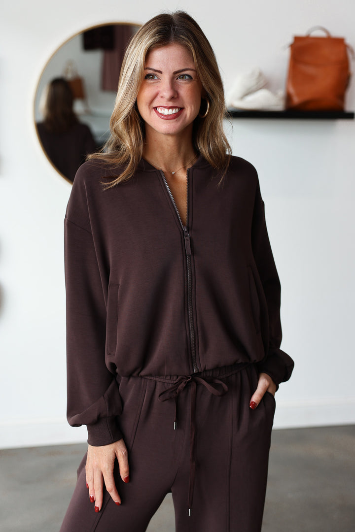 Soft Modal Bomber Jacket - Espresso