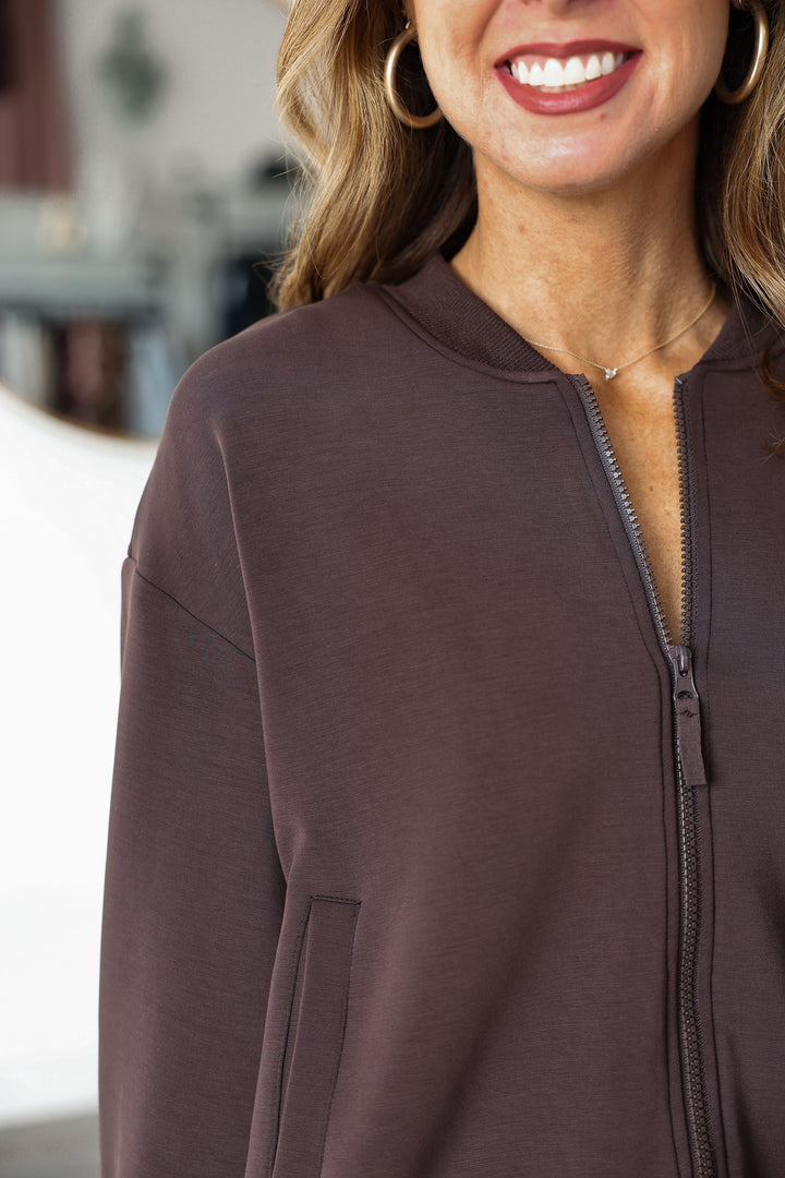 Soft Modal Bomber Jacket - Espresso