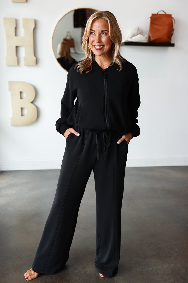 Soft Modal Bomber Jacket - Black