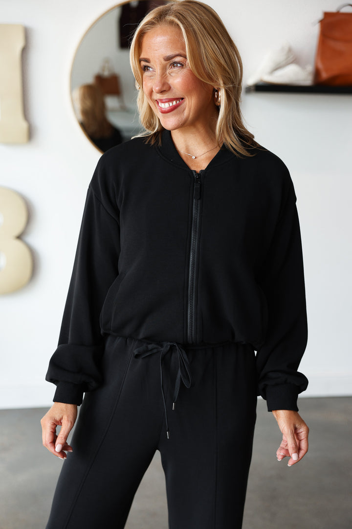 Soft Modal Bomber Jacket - Black