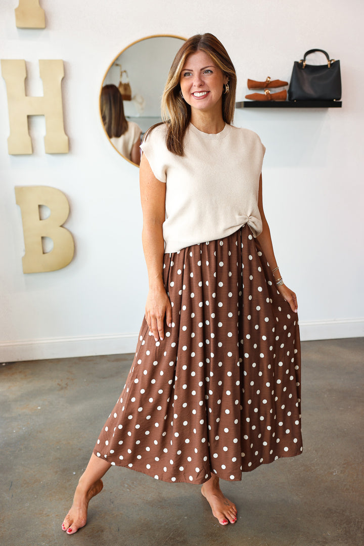 Mixed Media Layered Dress - Ecru/Brown