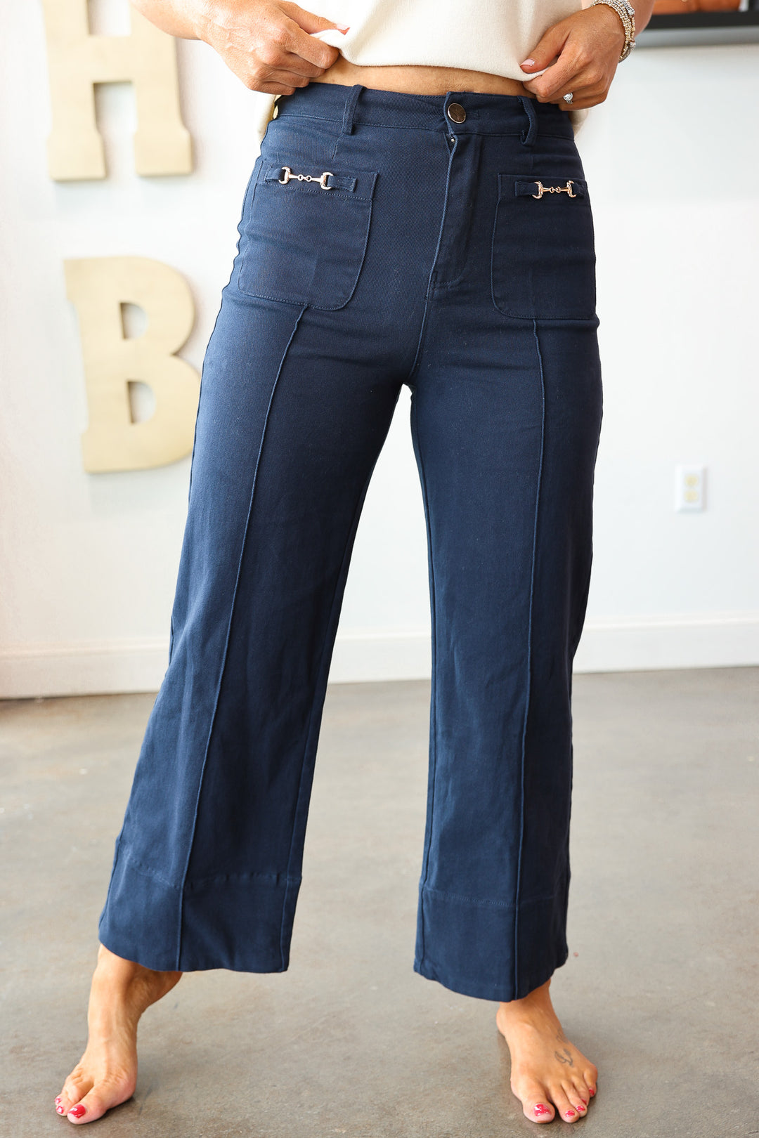 Front Pocket Pants - Navy