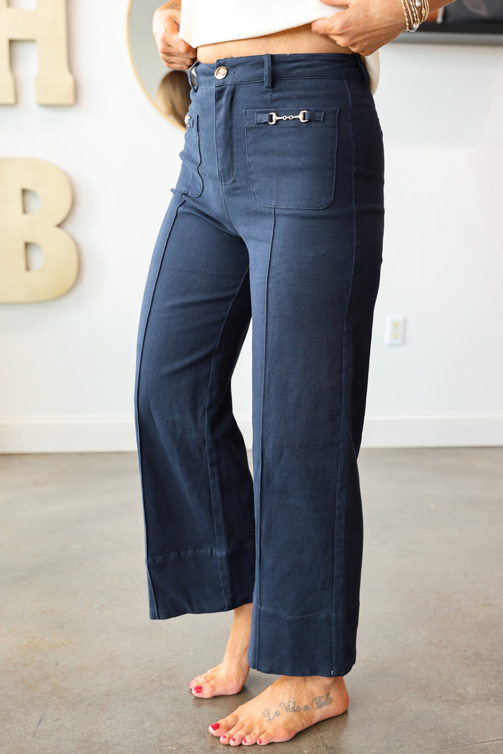 Front Pocket Pants - Navy