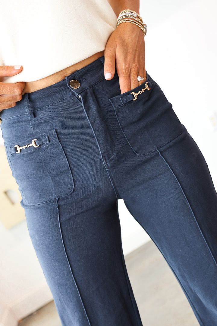 Front Pocket Pants - Navy