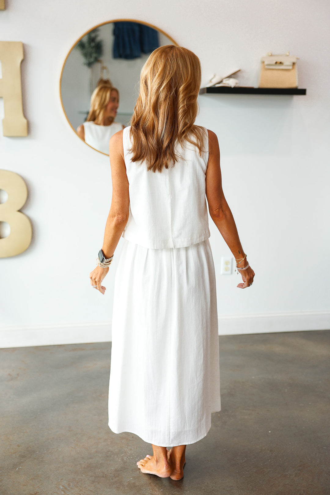 Overlay Midi Dress - Off White