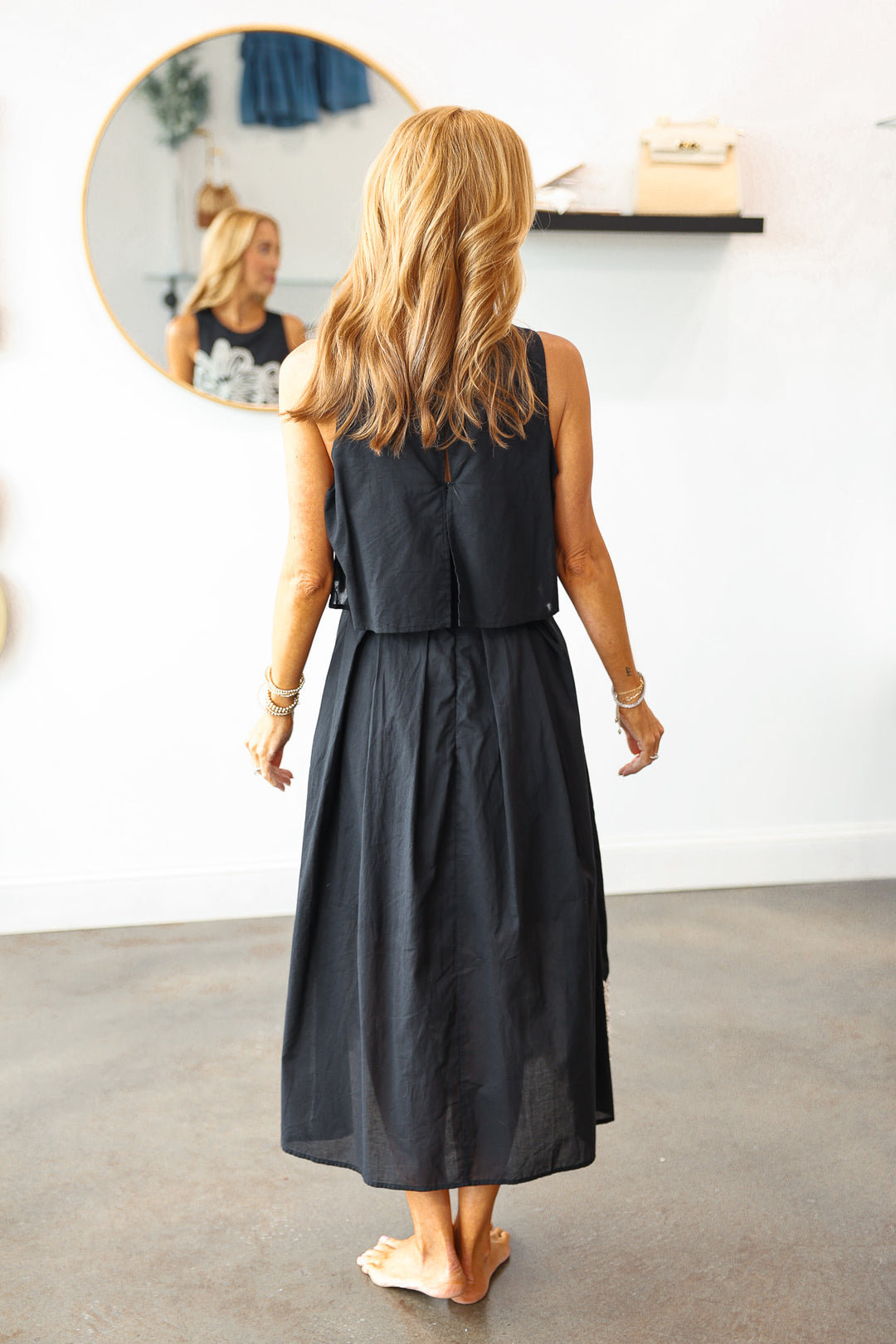 Embroidered Trim Dress - Black