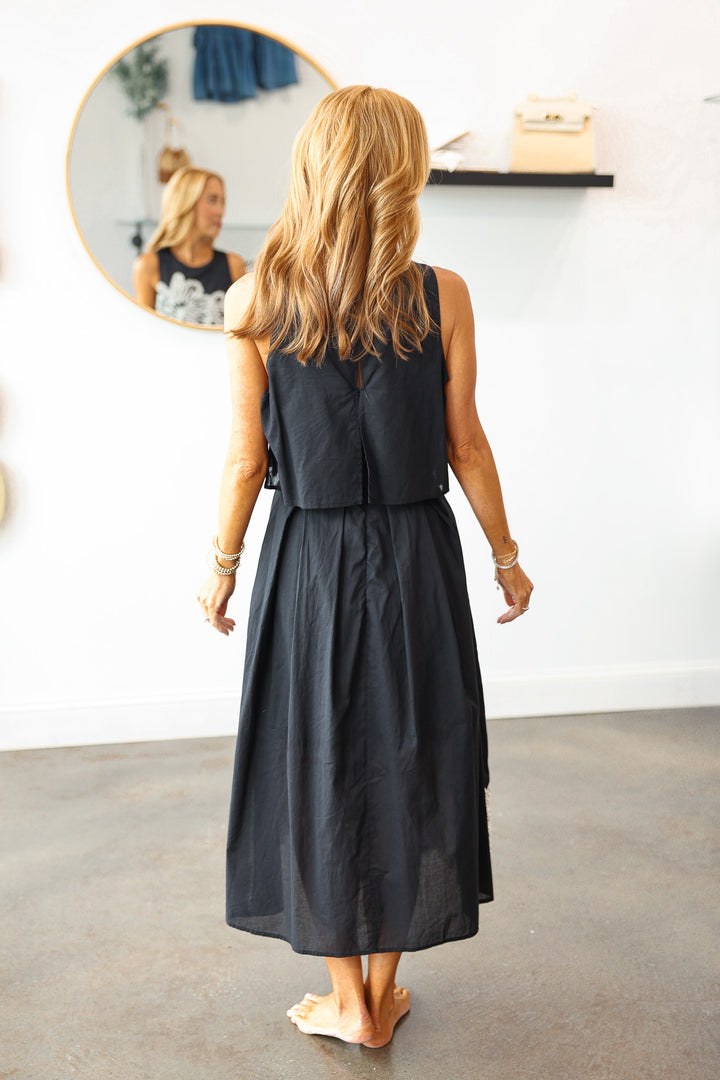 Embroidered Trim Dress - Black
