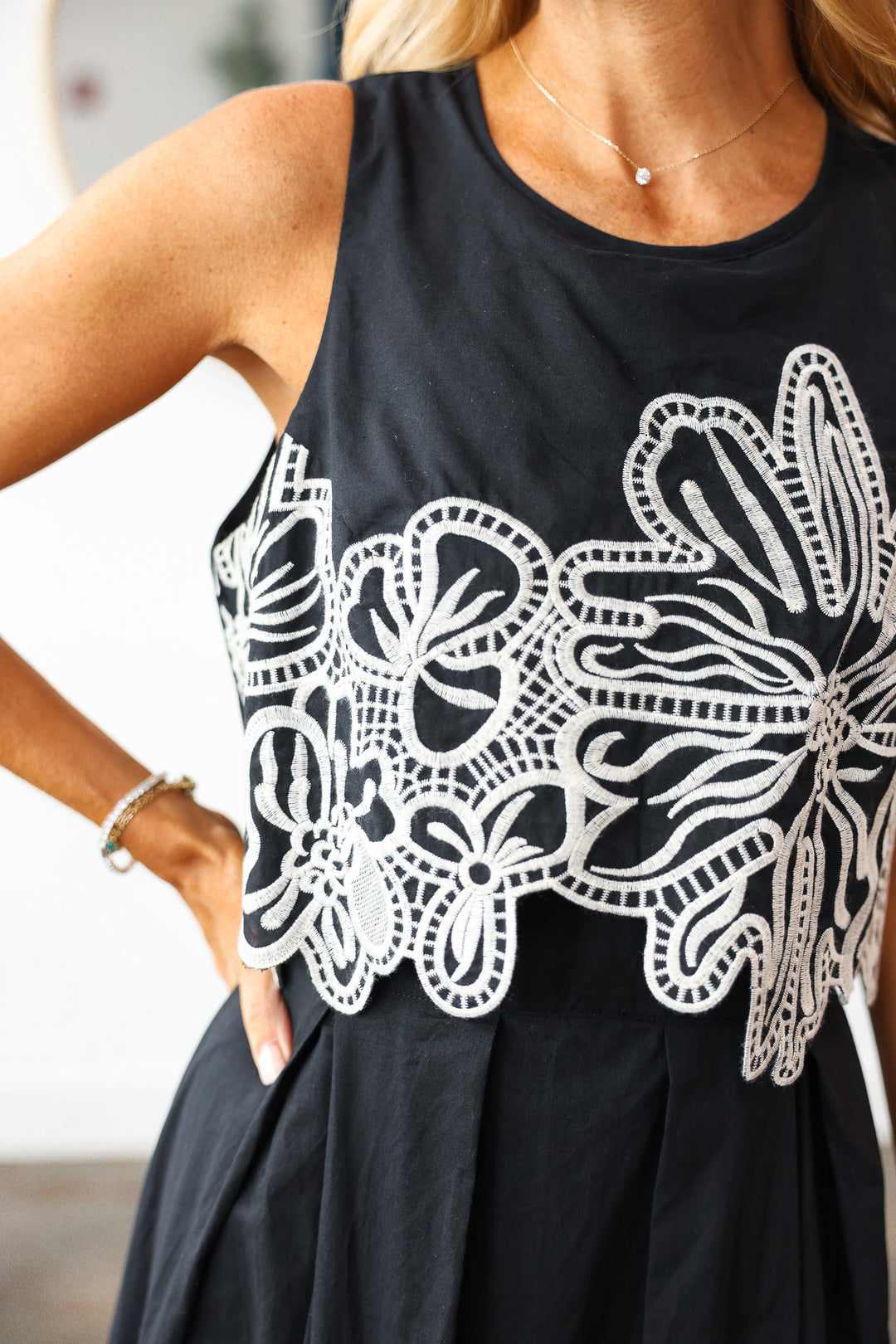 Embroidered Trim Dress