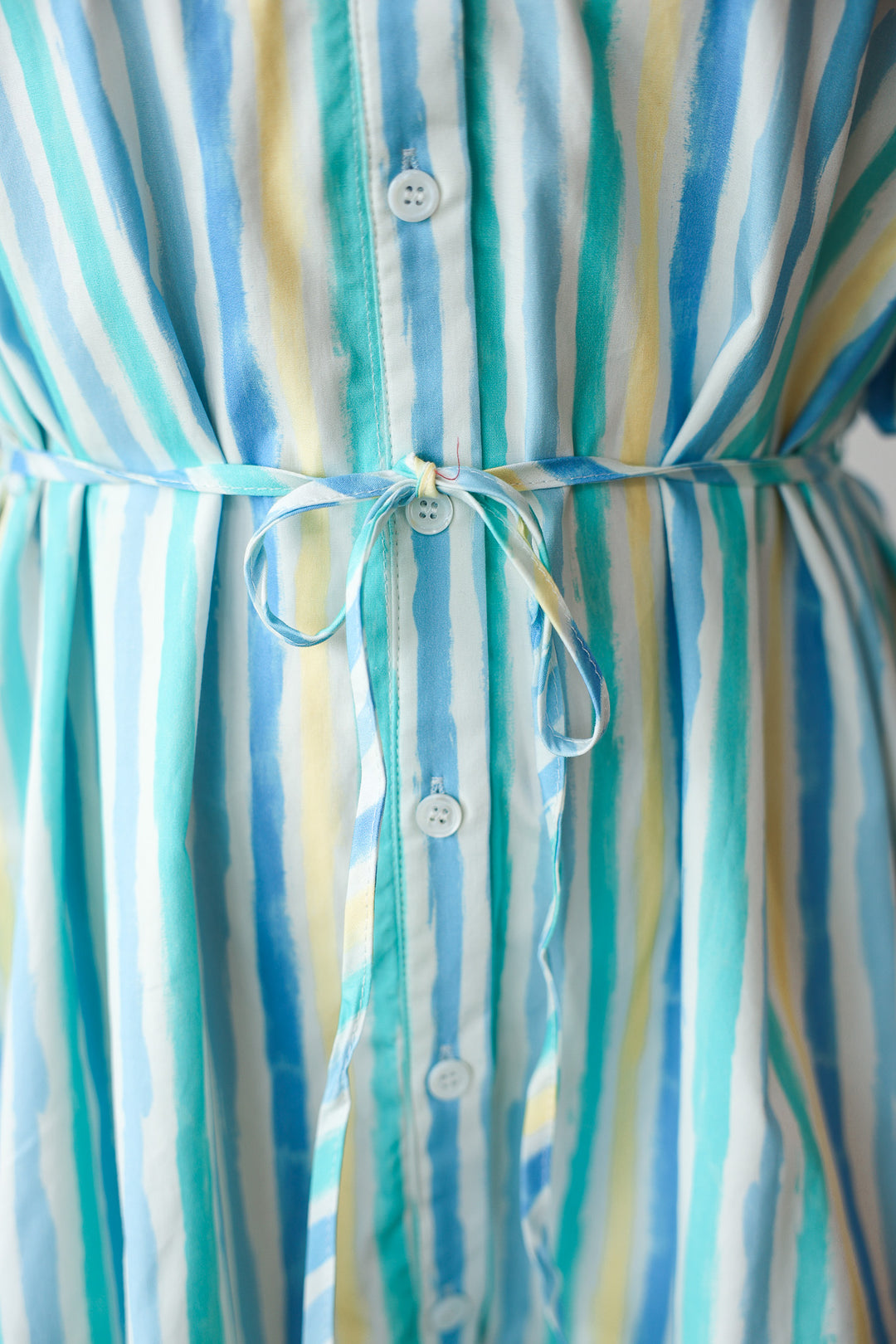 Stripe Tie Waist Dress - Blue