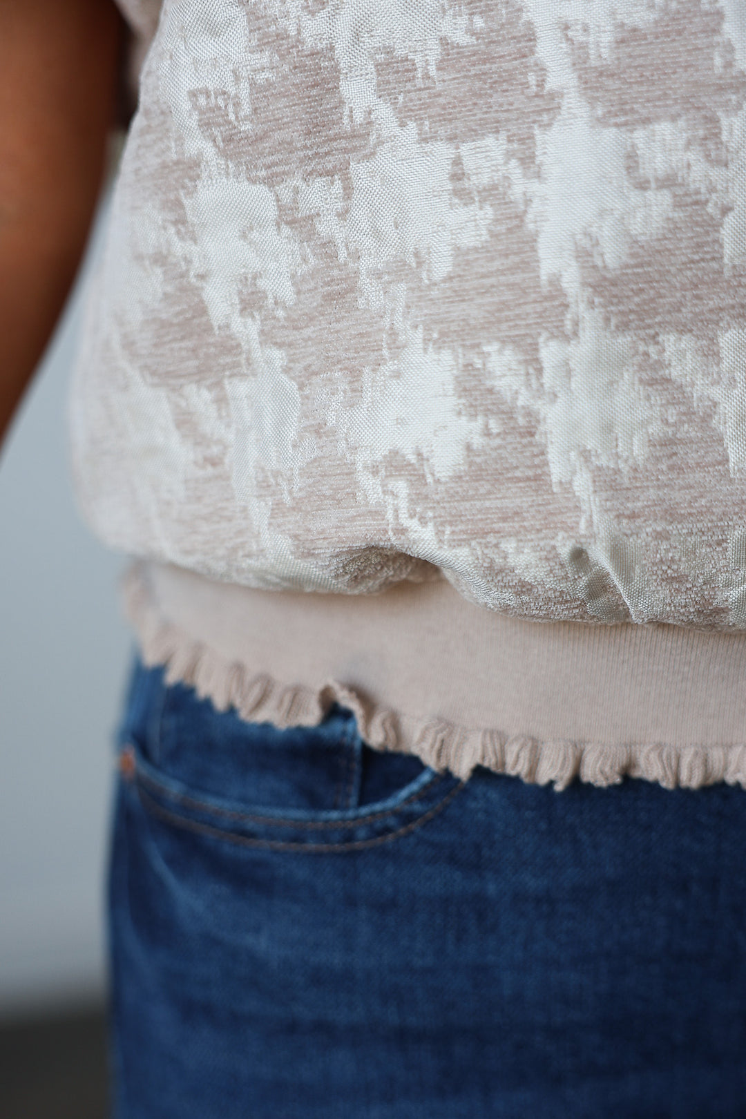 Houndstooth Velvet Top - Taupe