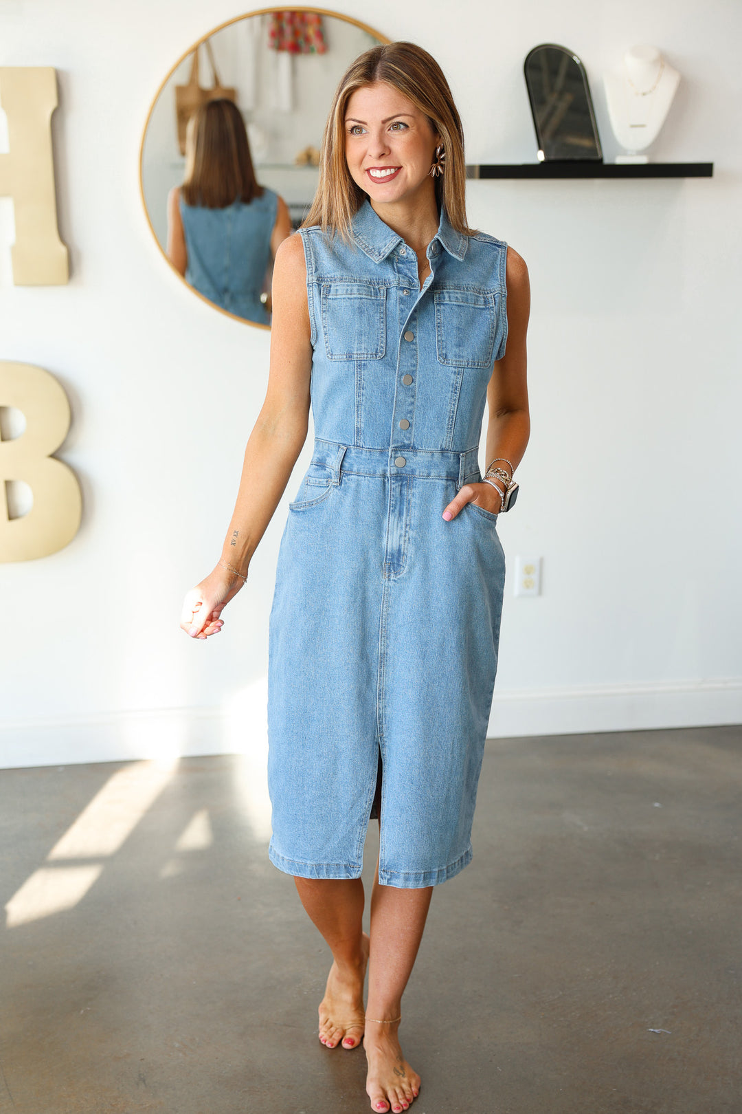 Oasis Denim Dress – Ivy House Boutique - Main Image