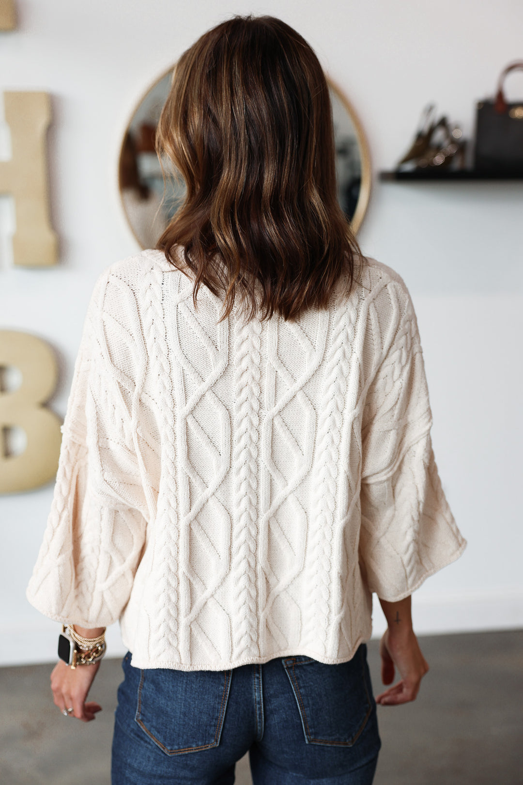 Cable Knit Sweater - Ecru